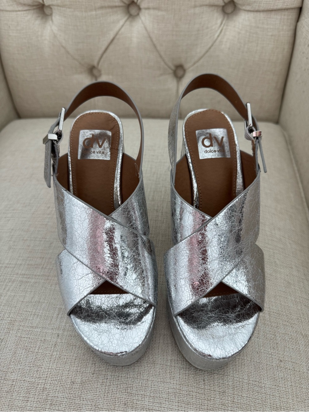 Dolce Vita Silver Platform Heels